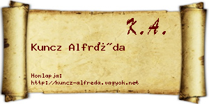 Kuncz Alfréda névjegykártya